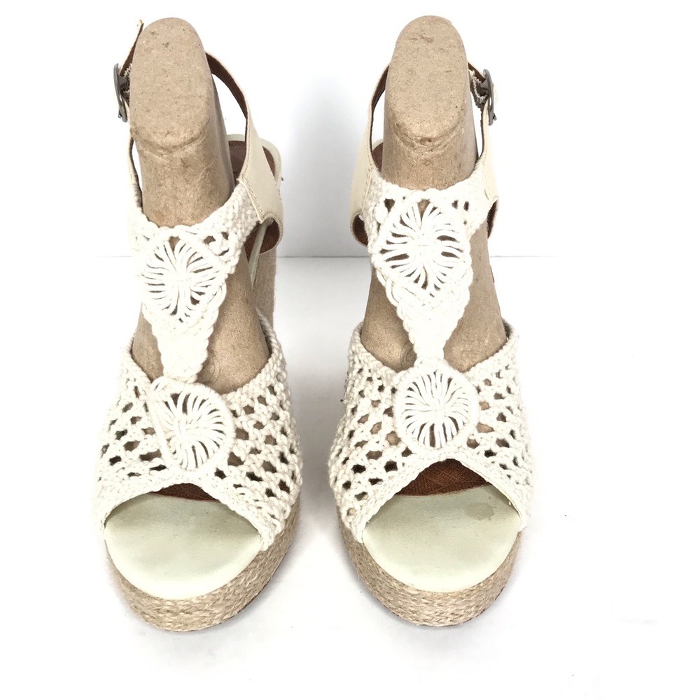 Lucky Brand Crochet Macrame Wedge Sandals Boho - Picture 2 of 8